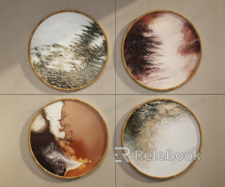 New Chinese Round Frame Painting Decorative Painting model