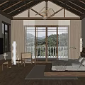 Elegant Hotel Guest Room With King Bed Balcony And Modern Wooden Furniture