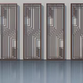 Elegant Modern Swing Doors with Geometric Lattice Patterns and Wooden Frames 3d model