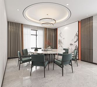 New Chinese-style private dining table 3d model