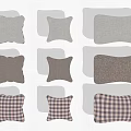 Soft Decorative Pillows In Light Gray Brown And Purple Plaid Patterns 3d model