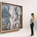 Large Square Wall Decor With Wooden Frame And Textured Surface For Modern Interior 3d model