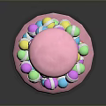 Pink Base Candy Dispenser With Silver Spring And Colorful Candies In Glass Globe