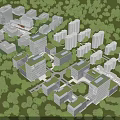 Birds Eye View Planning for Modern Urban Layout With Green Roof Buildings and Trees