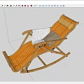 Bamboo Rocking Leisure Chair With White Blanket And Beige Cushion For Relaxation