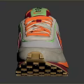 Stylish Casual Gray Mesh Sneakers With Orange Red Accents And Comfortable Sole For Daily Wear