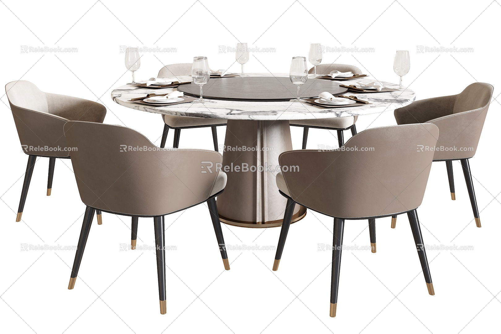 Dining Table and Chair Round Dining Table Dining Chair Single Chair Chair Dining Table Jewelry Ornaments model