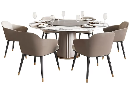 Dining Table and Chair Round Dining Table Dining Chair Single Chair Dining Table Jewelry Ornaments 3d model
