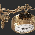 Elegant Golden Ornate Wall Clock With Roman Numerals And Decorative Bracket
