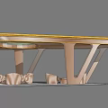 Modern Wooden Pergola Design With Curved Support Columns And Yellow Roof Edge