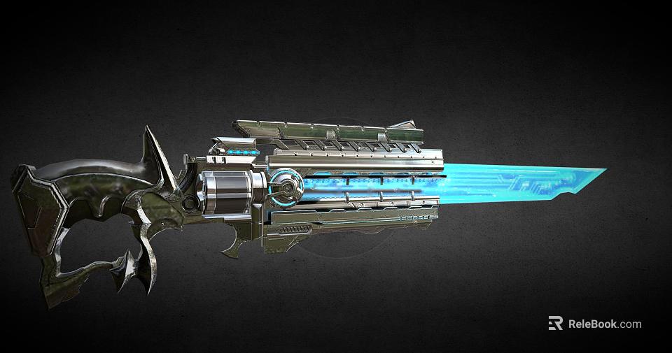 Futuristic Weapon Design Featuring Metallic Structure Blue Energy Beam And Sci Fi Elements 3d model 