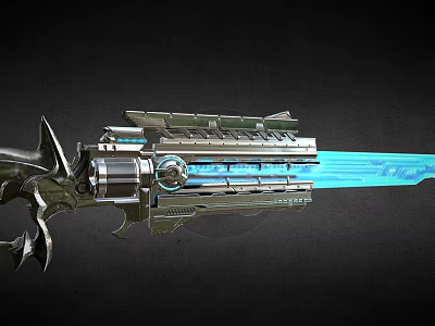 Futuristic Weapon Design Featuring Metallic Structure Blue Energy Beam And Sci Fi Elements 3d model