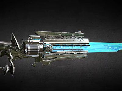 Futuristic Weapon Design Featuring Metallic Structure Blue Energy Beam And Sci Fi Elements 3d model