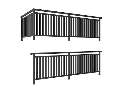 Black Metal Railings with Vertical Bars Sturdy Support and Modern Outdoor Design 3d model