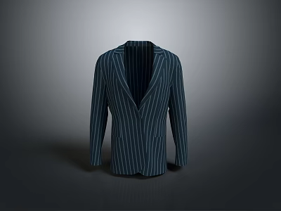 Classic Navy Blue Striped Suit With Formal Tailored Design For Men 3d model