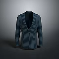 Classic Navy Blue Striped Suit With Formal Tailored Design For Men