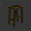 Solid Wood Square Seat Stool With Simple Four Leg Structure For Home Decor 3d model