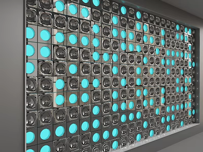 Modern Background Wall With Black Squares And Blue Circular Geometric Patterns 3d model