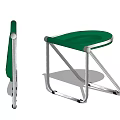 Green Folding Stool With Metal Frame And Comfortable Seat Surface