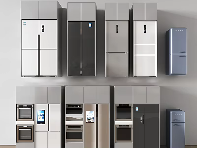 Various Styles of Refrigerators and Freezers with Modern Designs and Sleek Exteriors 3d model