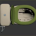Beige Toilet With Green Lid And Seat Traditional Tank Design Classic Bathroom Fixture
