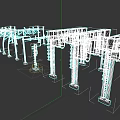 Train Railway Infrastructure 3D Model With Metal Support Frames And Steel Components