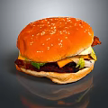 Juicy Hamburger With Sesame Seed Bun Beef Patty Cheese And Lettuce