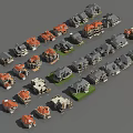 Various Designed Detached Houses With Red Gray Roofs And Different Architectural Styles