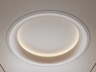 Modern Circular Ceiling Design with Perforated Trim and Recessed Lighting 3d model