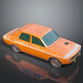 Vintage Orange Classic Car With White Stripes And Retro Exterior Design