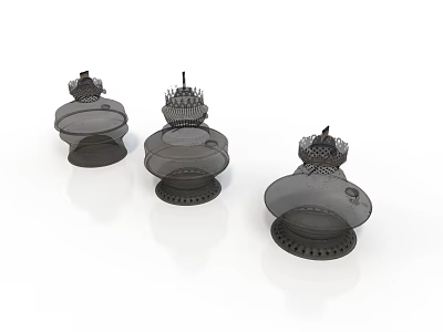 Three Black Train Mechanical Parts Model With Detailed Multi Layer Structure Design 3d model