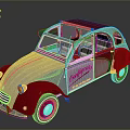 Vintage Gray And Red Classic Car With Caravaggio Lettering Retro Design