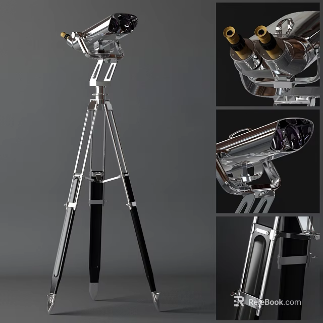 Professional Commercial Equipment With Tripod Stand Chrome Metal And Transparent Adjustable Components Design 3d model 