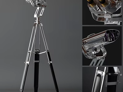 Professional Commercial Equipment With Tripod Stand Chrome Metal And Transparent Adjustable Components Design 3d model