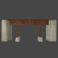 Railway Bridge Structure With Concrete Piers Rail Tracks and Support Beams