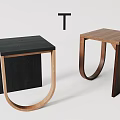 Two Stylish Wooden Side Tables With U Shaped Frame In Black And Brown