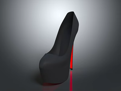 Women's Black Platform High Heels Featuring Red Heel For Stylish Fashion Outfit 3d model