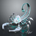Detailed Mechanical Scorpion Design With Metallic Body And Glowing Blue Accents