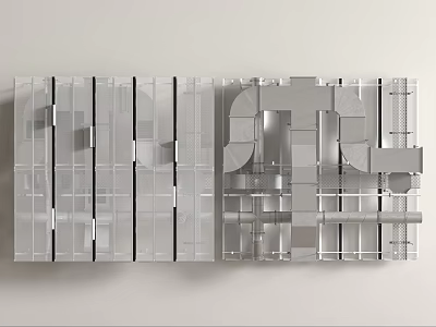 Industrial Style Ceiling Installation With Exposed Pipes And Metal Components 3d model