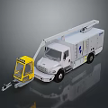 White Aerial Work Truck With Extendable Boom Yellow Platform And Equipment Compartment