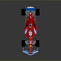 Red Formula 1 Race Car With Shell Logo Blue Accents And Black Tires