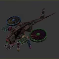 Futuristic Sci Fi Aircraft With Dual Blue Glowing Rotors Streamlined Body And Metallic Texture