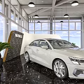 Maybach Showroom Interior With Two Luxury Cars And Modern Design Elements
