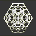 White Geometric Decorative Object With Hollow Circular Patterns And Polyhedral Design 3d model