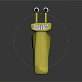 Yellow Snail Toy Figure With Big Eyes Smiling Mouth And Spiral Shell With Black Patterns