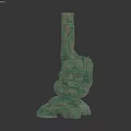 Green Artistic Landscape Sculpture Featuring Human Figure With Prayer Hands And Spiral Design