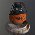 Orange And Black MH X3 Device Design With Rustic Stone Base Stand 3d model