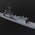 Detailed Modern Warship 3D Model Featuring Radar Antennas And Deck Equipment
