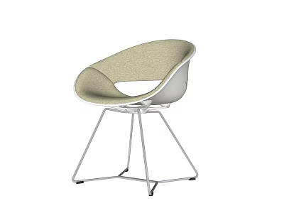 Modern Light Colored Fabric Accent Chair With Sleek Metal Legs Design 3d model