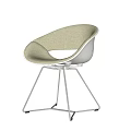 Modern Light Colored Fabric Accent Chair With Sleek Metal Legs Design